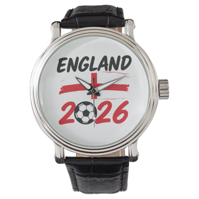 England 2026 Soccer Fan Design, Cross and Football Watch (Front)