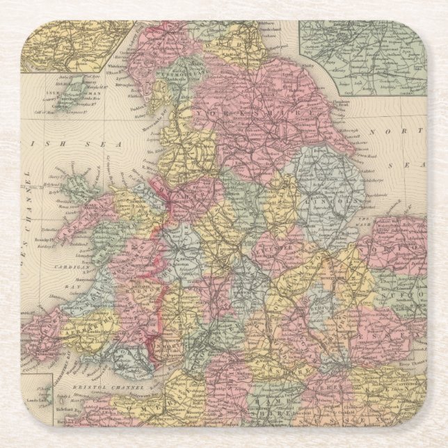 England 9 square paper coaster (Front)