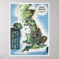 England Agricultural Map ~ Vintage Travel