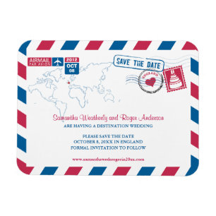 ENGLAND Air Mail Wedding Save the Date 3x4 Magnet