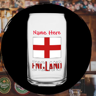 England and English Flag Red Personalisation Can Glass