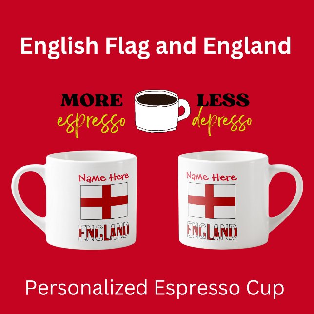 England and English Flag Red Personalisation  Espresso Cup (Creator Uploaded)