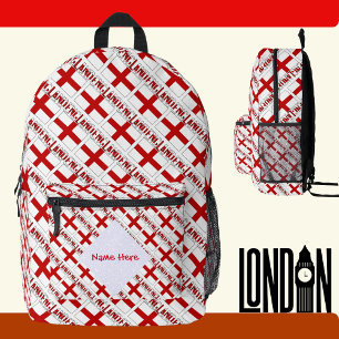 England and English Flag Tiled Red Personalisation Printed Backpack