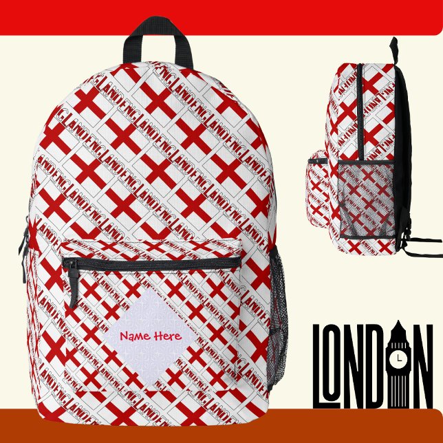 England and English Flag Tiled Red Personalisation Printed Backpack (Creator Uploaded)