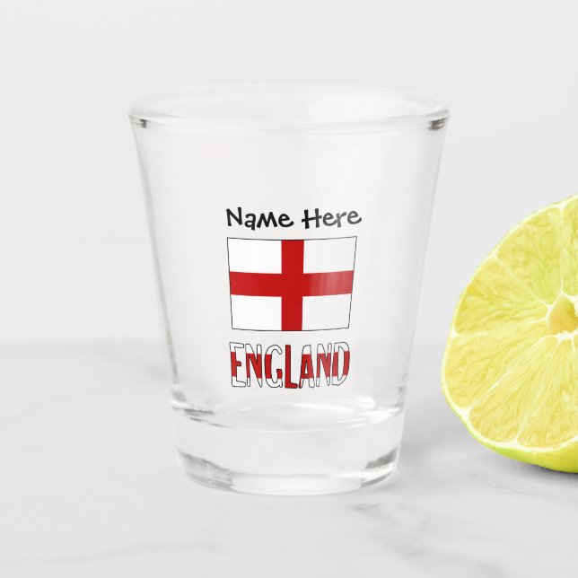 England and English Flag with Your Name Shot Glass (Front)