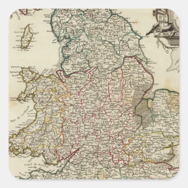 England and Wales 2 Square Sticker (Front)