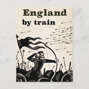 England By train vintage travel poster Postcard
