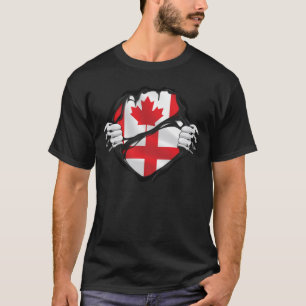 England Canadian Hands Ripped Roots Flag T-Shirt