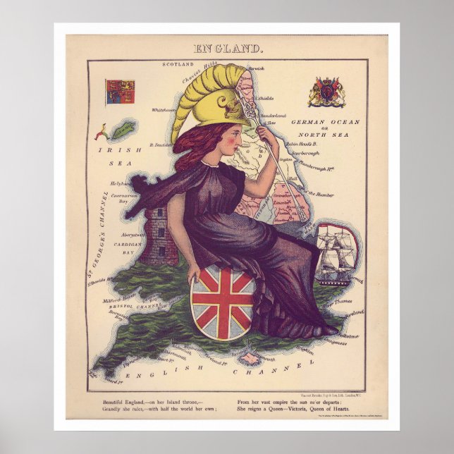 England Caricature Map 1868 Poster (Front)