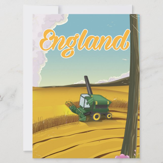 England combine harvester travel poster (Front)