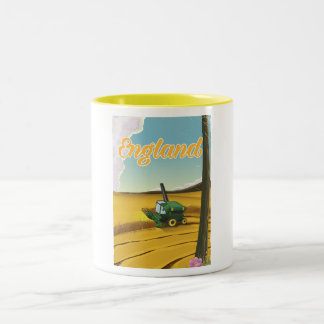 England combine harvester travel poster Two-Tone coffee mug