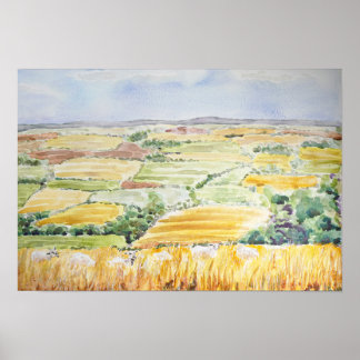 England Countryside watercolour painting Poster