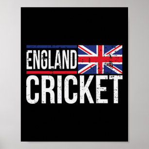 England Cricket Flag Jersey Match Tournament Uk Fa Poster