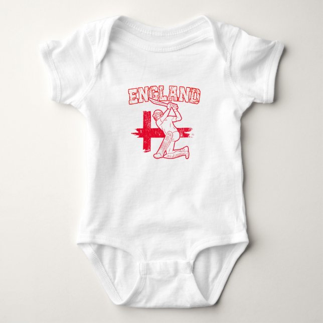 England Cricket Player Baby Bodysuit (Front)