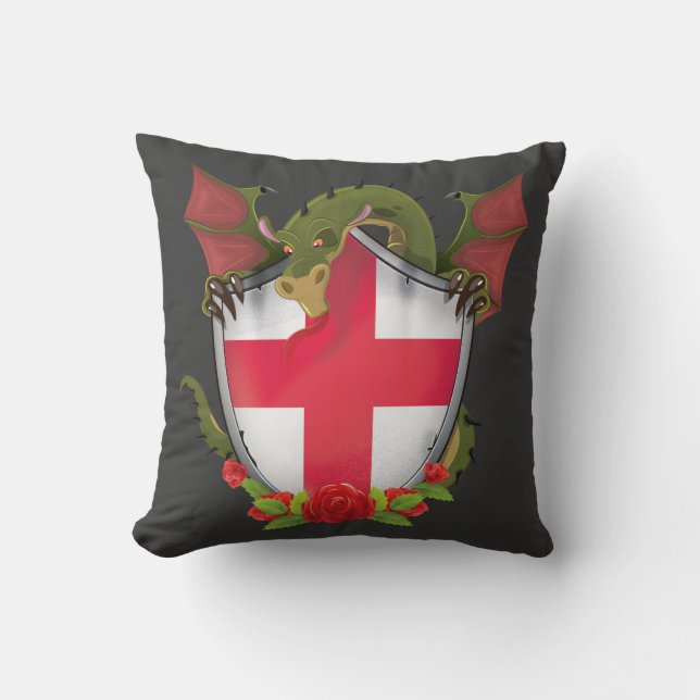 England Dragon and English Flag shield Cushion (Front)