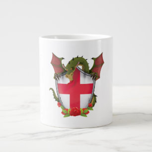 England Dragon and English Flag shield Large Coffee Mug
