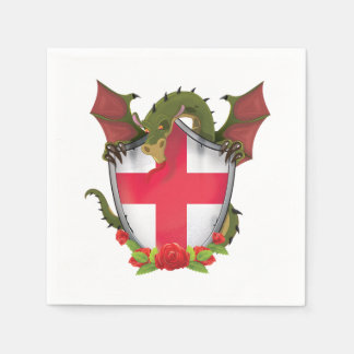 England Dragon and English Flag shield Napkin