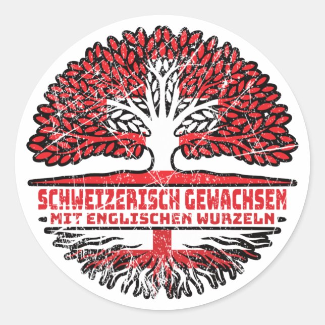 England Englisch Schweizer Schweiz Baum Wurzel Classic Round Sticker (Front)