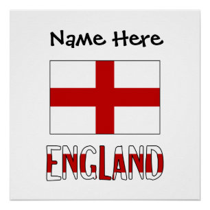 England English Flag Black Personalisation  Poster