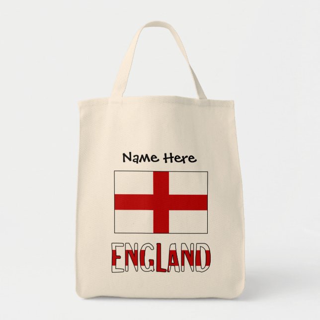 England English Flag Black Personalisation  Tote Bag (Front)