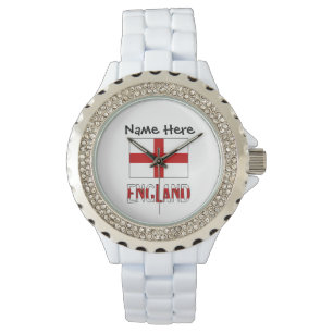 England English Flag Black Personalisation Watch