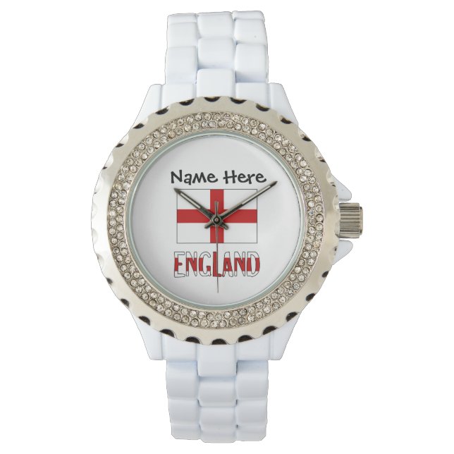 England English Flag Black Personalisation  Watch (Front)