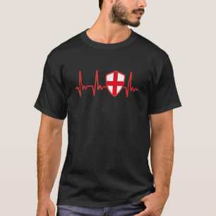England English Flag Heartbeat Proud T-Shirt