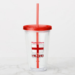 England English Flag Red Personalisation Acrylic Tumbler