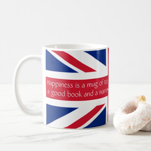 England English Happiness Tea Book Narrowboat Mug (With Donut)
