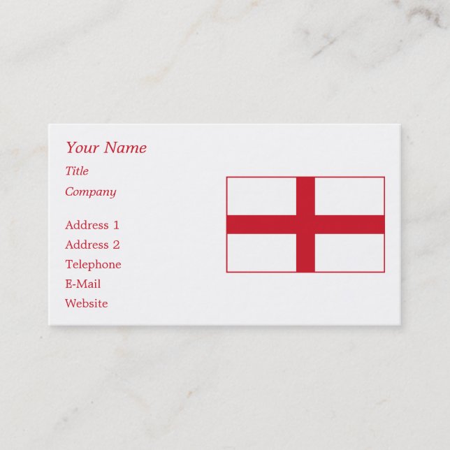 England – English National Flag Business Card (Front)