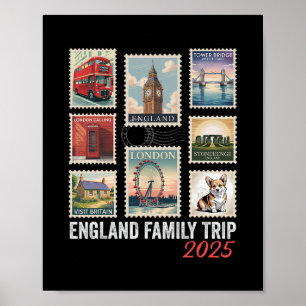 England Family Trip 2025 Postage Stamp London Eye  Poster