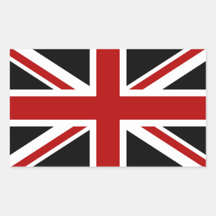 England Flag Black Red White Rectangular Sticker