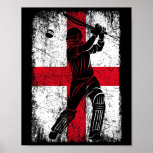 England Flag Cricket Jersey Fan Player Coach Poster