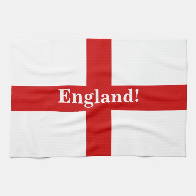 England Flag - Engerland! Engerland! Tea Towel (Horizontal)