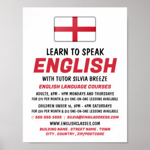 England Flag, English Language Course Advertising Poster