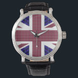 England Flag, Great Britain Flag Watch<br><div class="desc">England Flag,  Great Britain Flag Watch.
The flag is made with images of Gemstones:
The blue background are rectangular shaped blue Sapphires.
The Red stripes are rectangular shaped Rubies.
The Stars are Diamonds.</div>