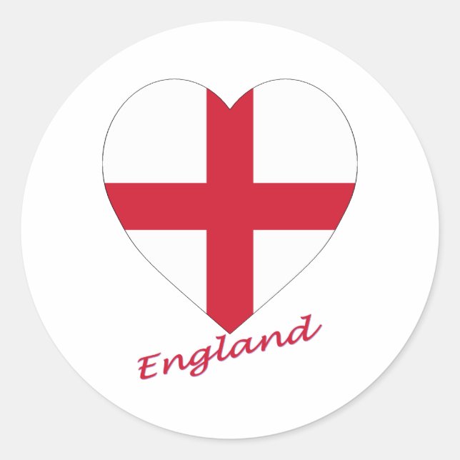 England Flag Heart Classic Round Sticker (Front)