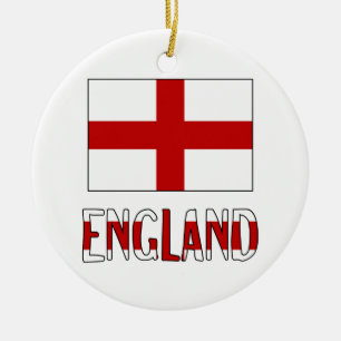 England Flag & Name Ceramic Tree Decoration