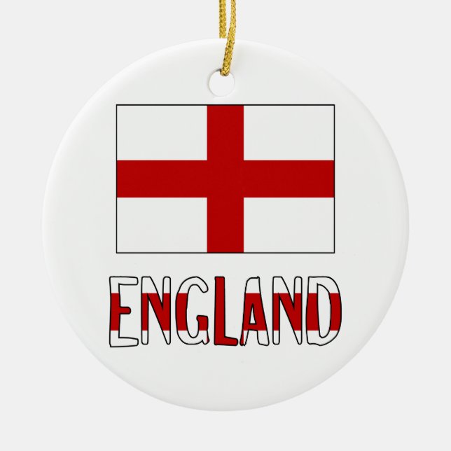 England Flag & Name Ceramic Tree Decoration (Front)