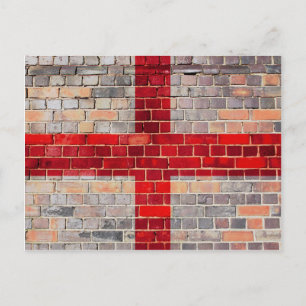 England flag on a brick wall postcard