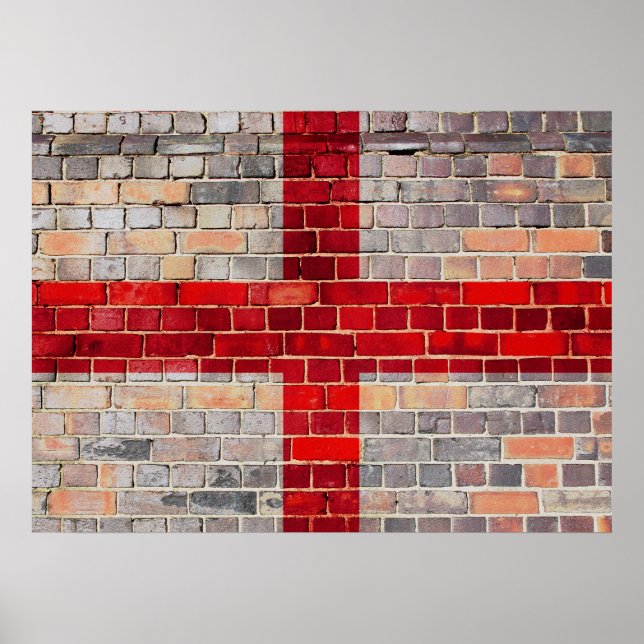 England flag on a brick wall poster (Front)