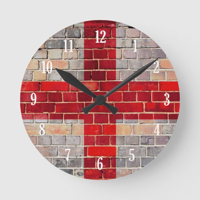 England flag on a brick wall round clock (Front)
