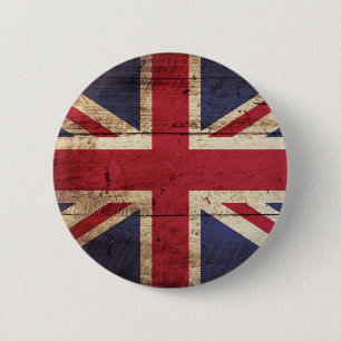England Flag on Old Wood Grain 6 Cm Round Badge