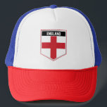 England Flag Shield Trucker Hat<br><div class="desc">The national flag of England is infused into a shield shape and set above the flag is the country name.</div>