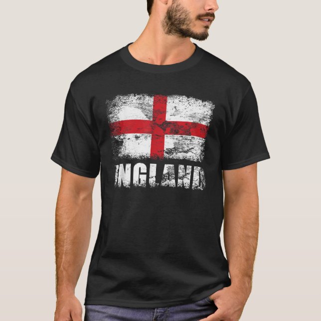 England Flag T Shirt Cross of Saint George Flag Te (Front)