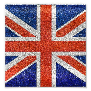 England Flag Vivid Grunge Style Photo Print