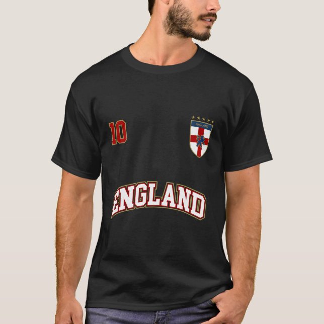 England Football Team Number 10 English Flag Socce T-Shirt (Front)