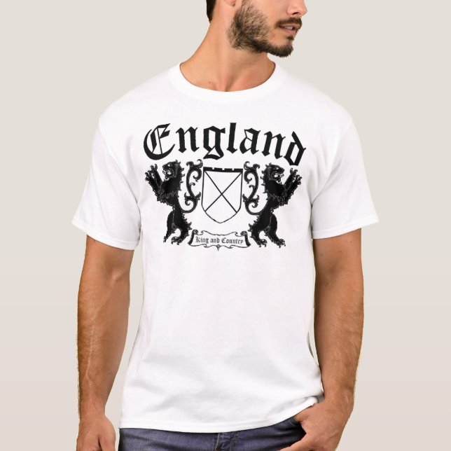 England for King and Country two Lions Coat O Arms T-Shirt (Front)