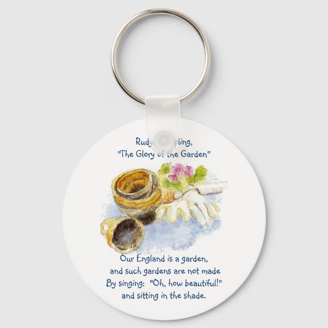 England Garden Verse with Watercolor Painting Key Ring (Front)
