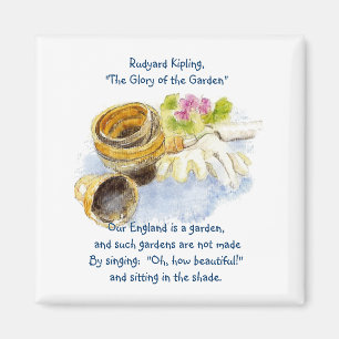 England Garden Verse with Watercolor Painting Magnet